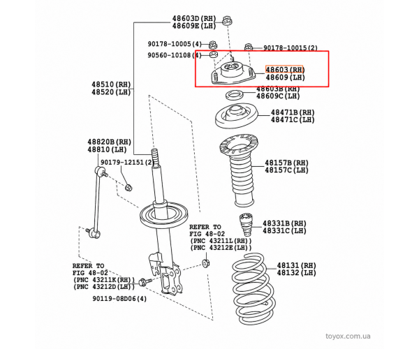 Опора переднього амортизатора Toyota / Lexus 48609-48040 без підшипника