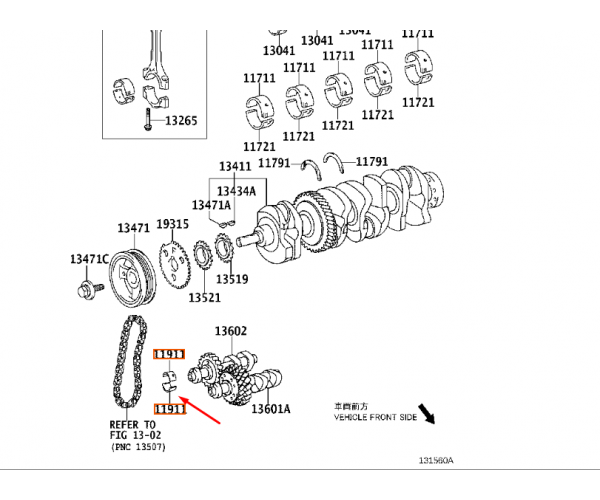 Вкладиш балансирного вала Toyota 11911-28011-02 Вкладиш балансирного вала Toyota 11911-28011-02