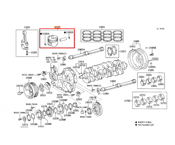 Поршень двигуна +0,5 Toyota 1KD-FTV 13103-30200