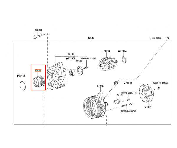 Обгінна муфта генератора Toyota / Lexus 27415-0W131 Обгінна муфта генератора Toyota / Lexus 27415-0W131