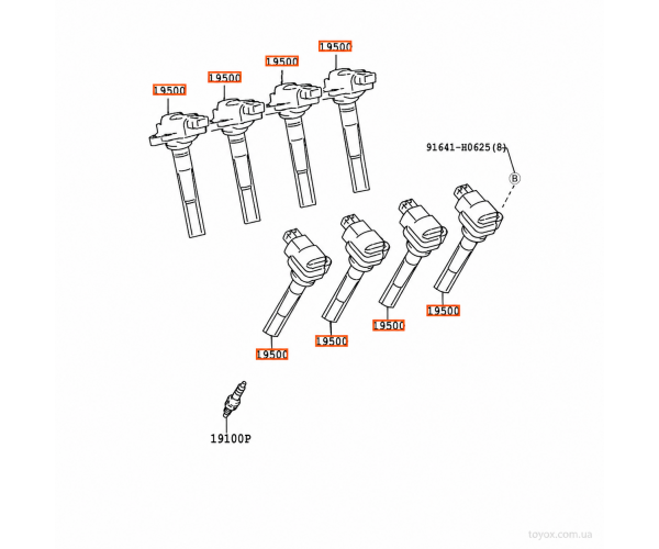 Котушка запалювання Toyota / Lexus 90919-02230