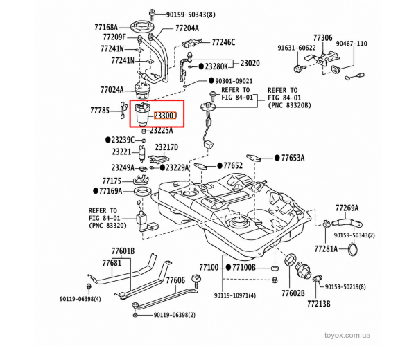 Фільтр паливний у баку Toyota 23300-28040