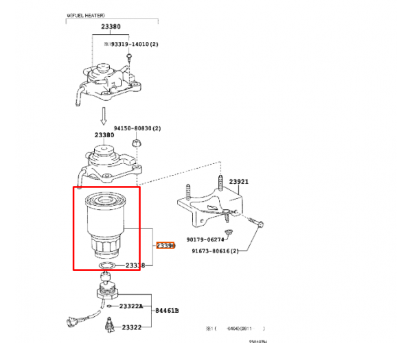 Фільтр паливний дизельний під капотом Toyota 23390-64480 для Toyota Corolla, Hilux, Hiace, Land Cruiser Prado — купуйте за вигідною ціною в Києві, Україні - toyox.com.ua