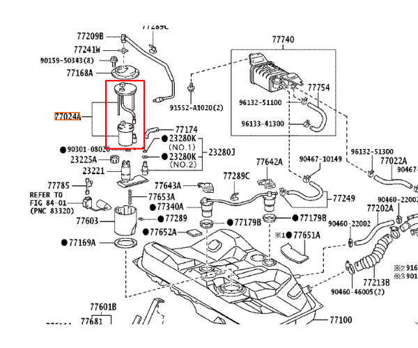 Паливний фільтр у бак Toyota Camry V50 77024-33090 Паливний фільтр у бак Toyota Camry V50 77024-33090