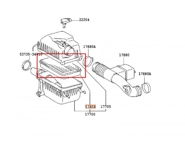 Фільтр повітряний двигуна Toyota Land Cruiser Prado, 4Runner, Hilux Surf, Lexus GX470 17801-07010 — купуйте за вигідною ціною в Києві, Україні - toyox.com.ua