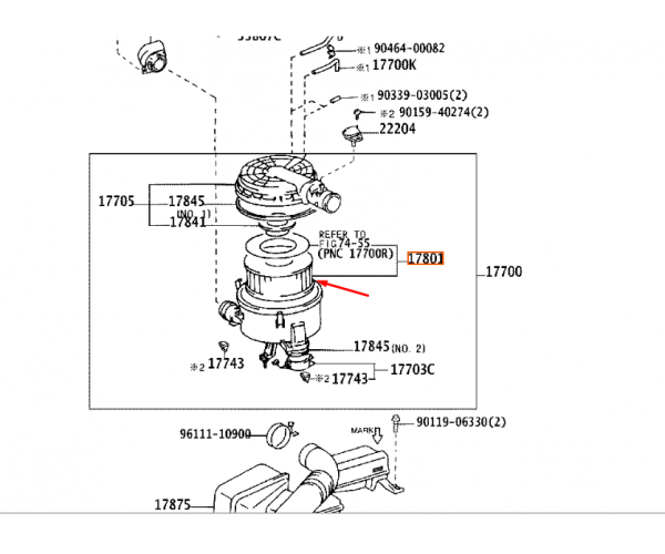 Фільтр повітряний двигуна Toyota Land Cruiser 100, Lexus LX470 17801-17020 — купуйте за вигідною ціною в Києві, Україні - toyox.com.ua