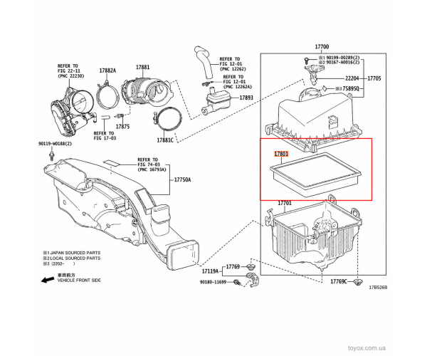 Повітряний фільтр Toyota / Lexus 17801-25020