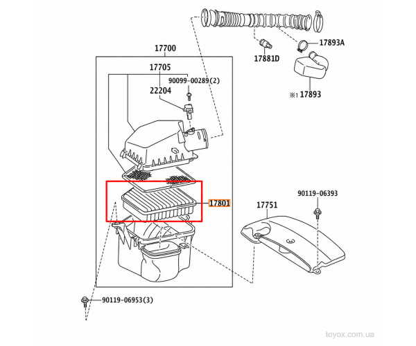 Повітряний фільтр двигуна Toyota / Lexus 17801-31110