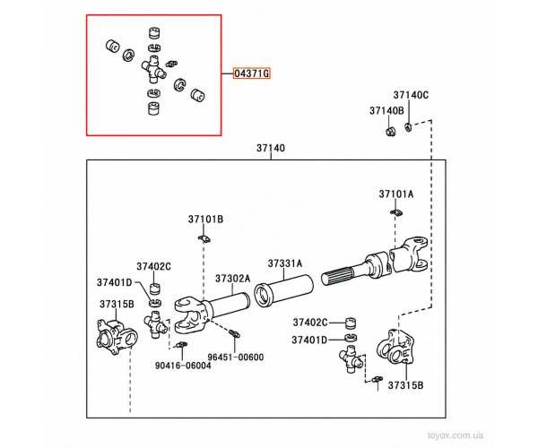 Хрестовина карданного вала Toyota / Lexus 04371-60070