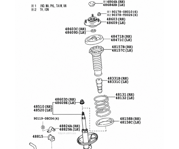 Оригінальна опора переднього амортизатора Toyota Corolla 48609-12420 з підшипником Оригінальна опора переднього амортизатора Toyota Corolla 48609-12420 з підшипником