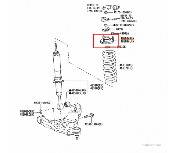 Оригінальна опора переднього амортизатора Toyota / Lexus 48609-60090 права ліва Оригінальна опора переднього амортизатора Toyota / Lexus 48609-60090 права ліва