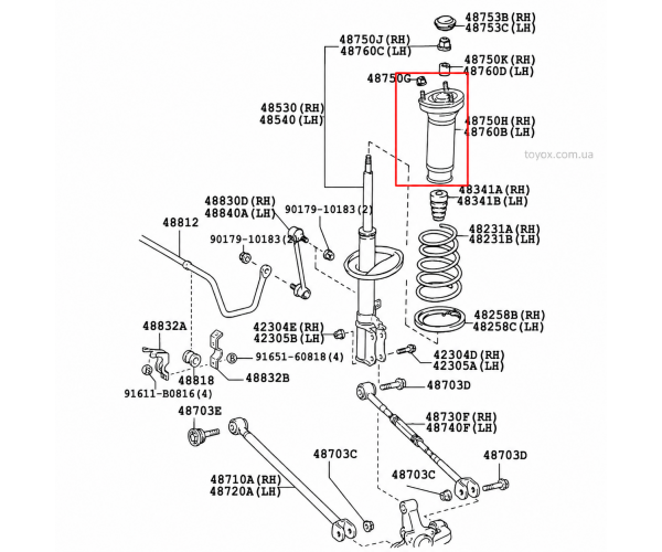 Оригінальна опора заднього лівого амортизатора Toyota Camry 48760-33072 у зборі з пильником Оригінальна опора заднього лівого амортизатора Toyota Camry 48760-33072 у зборі з пильником