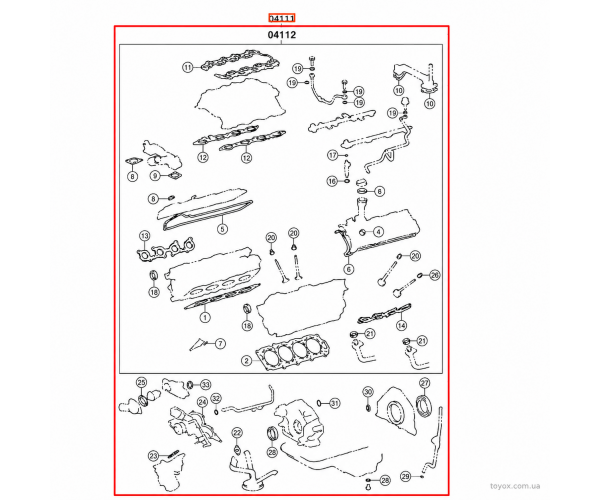 Оригінальний повний комплект прокладок двигуна Toyota / Lexus 2UZ-FE 04111-50410 за вигідною ціною в Україні — toyox.com.ua Оригінальний повний комплект прокладок двигуна Toyota / Lexus 2UZ-FE 04111-50410 за вигідною ціною в Україні — toyox.com.ua
