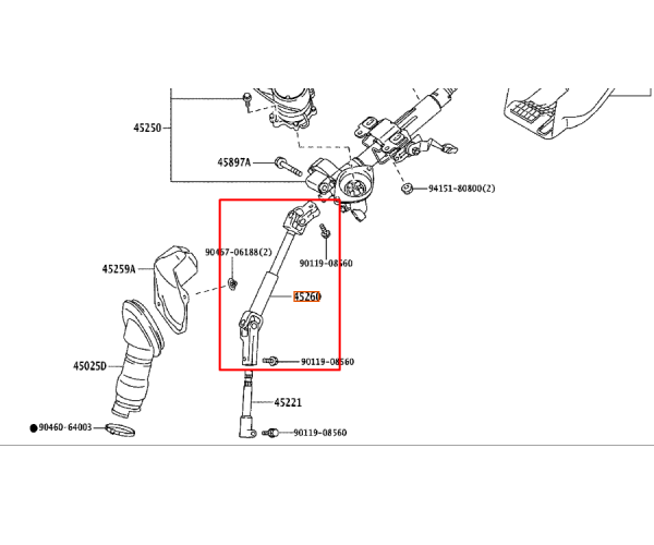 Проміжний кермовий вал Toyota RAV4 45260-42090 Проміжний кермовий вал Toyota RAV4 45260-42090