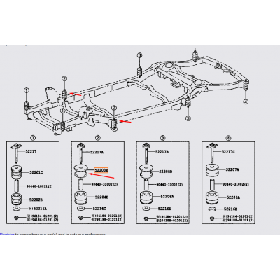 Подушка рами кузова Toyota 52203-35210 для Prado 120, GX470, 4Runner, FJ Cruiser — купуйте за вигідною ціною в Києві, Україні - toyox.com.ua
