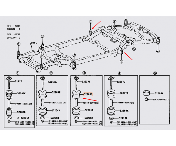 Подушка рами кузова Toyota 52205-35160 для Prado 120, GX470, 4Runner, FJ Cruiser — купуйте за вигідною ціною в Києві, Україні - toyox.com.ua Подушка рами кузова Toyota 52205-35160 для Prado 120, GX470, 4Runner, FJ Cruiser — купуйте за вигідною ціною в Києві, Україні - toyox.com.ua
