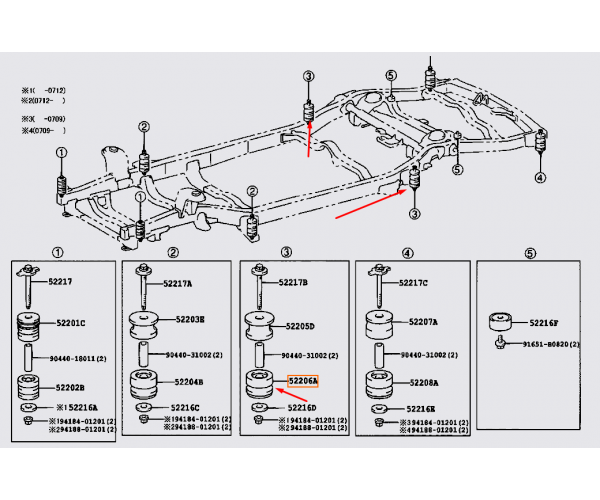 Подушка рами кузова Toyota 52206-35040 для Prado 120, GX470, 4Runner, FJ Cruiser — купуйте за вигідною ціною в Києві, Україні - toyox.com.ua Подушка рами кузова Toyota 52206-35040 для Prado 120, GX470, 4Runner, FJ Cruiser — купуйте за вигідною ціною в Києві, Україні - toyox.com.ua