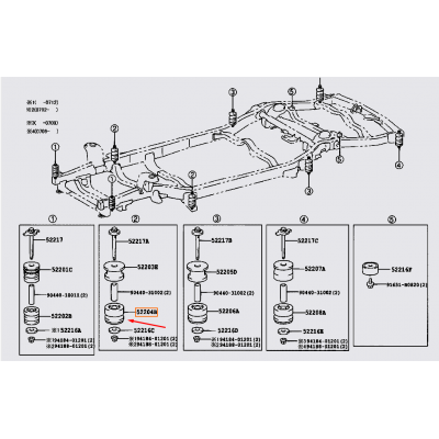 Подушка рами кузова Toyota 52204-35120 для Prado 120/150, GX470, GX460, 4Runner, FJ Cruiser — купуйте за вигідною ціною в Києві, Україні - toyox.com.ua