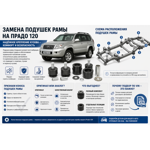Заміна подушок рами на Прадо 120: як заощадити без втрати якості