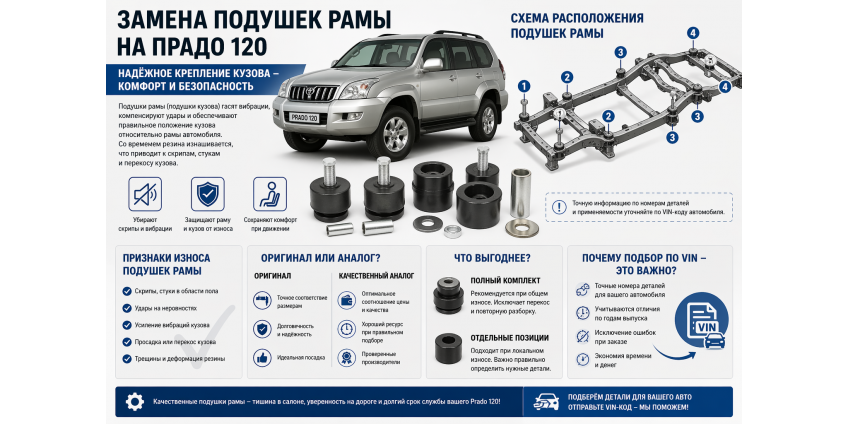 Заміна подушок рами на Прадо 120: як заощадити без втрати якості