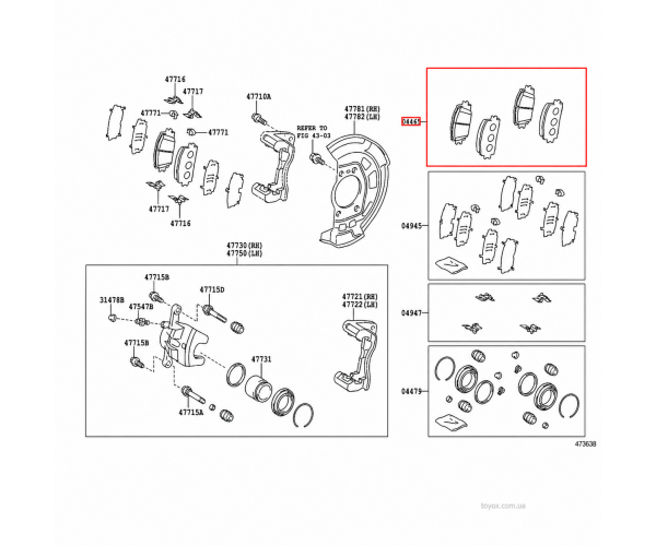 Передні гальмівні колодки Toyota RAV4 04465-42190 Передні гальмівні колодки Toyota RAV4 04465-42190
