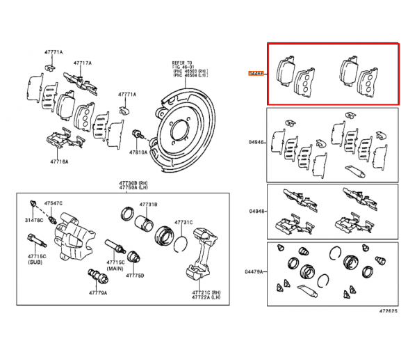 Колодки гальмівні задні комплект Toyota Camry, Windom / Lexus ES 04466-YZZAN — купуйте за вигідною ціною в Києві, Україні - toyox.com.ua