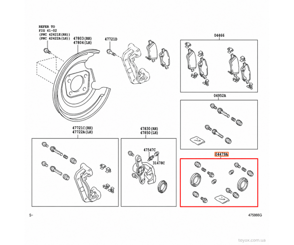 Оригінальний ремкомплект задніх гальмівних супортів Toyota 04479-02310 на обидві сторони Оригінальний ремкомплект задніх гальмівних супортів Toyota 04479-02310 на обидві сторони