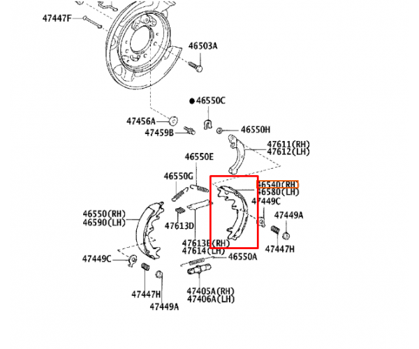 Колодка стоянкового гальма (ручника) права Toyota Land Cruiser / Sequoia 46580-60060 — купити за вигідною ціною в Києві, Україні | toyox.com.ua