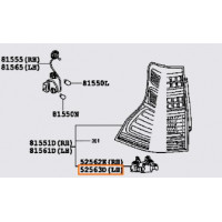 Кріплення бампера заднього лівого TOYOTA 5256360060 Кріплення бампера заднього лівого TOYOTA 5256360060