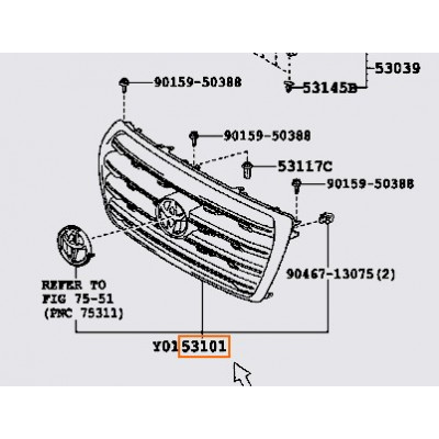 Решітка радіатора TOYOTA 5310160A20 Решітка радіатора TOYOTA 5310160A20